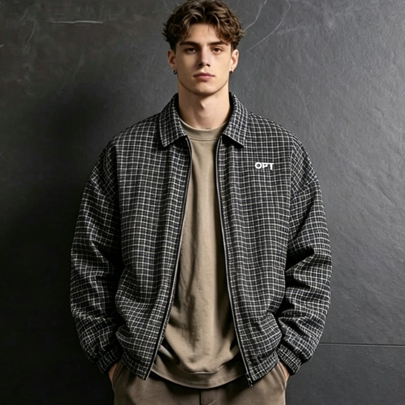 Herren Karierte Utility Jacke Drune