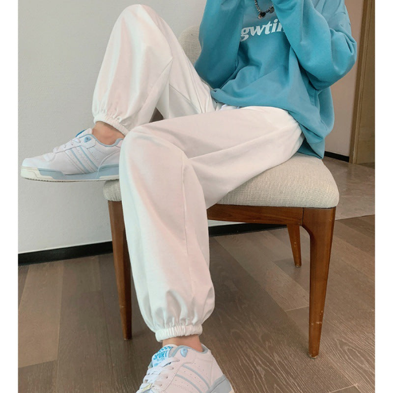 Damen nan weite Retro-Jogginghose mit elastischem Knöchelbund und seitlichen Eingrifftaschen Drune