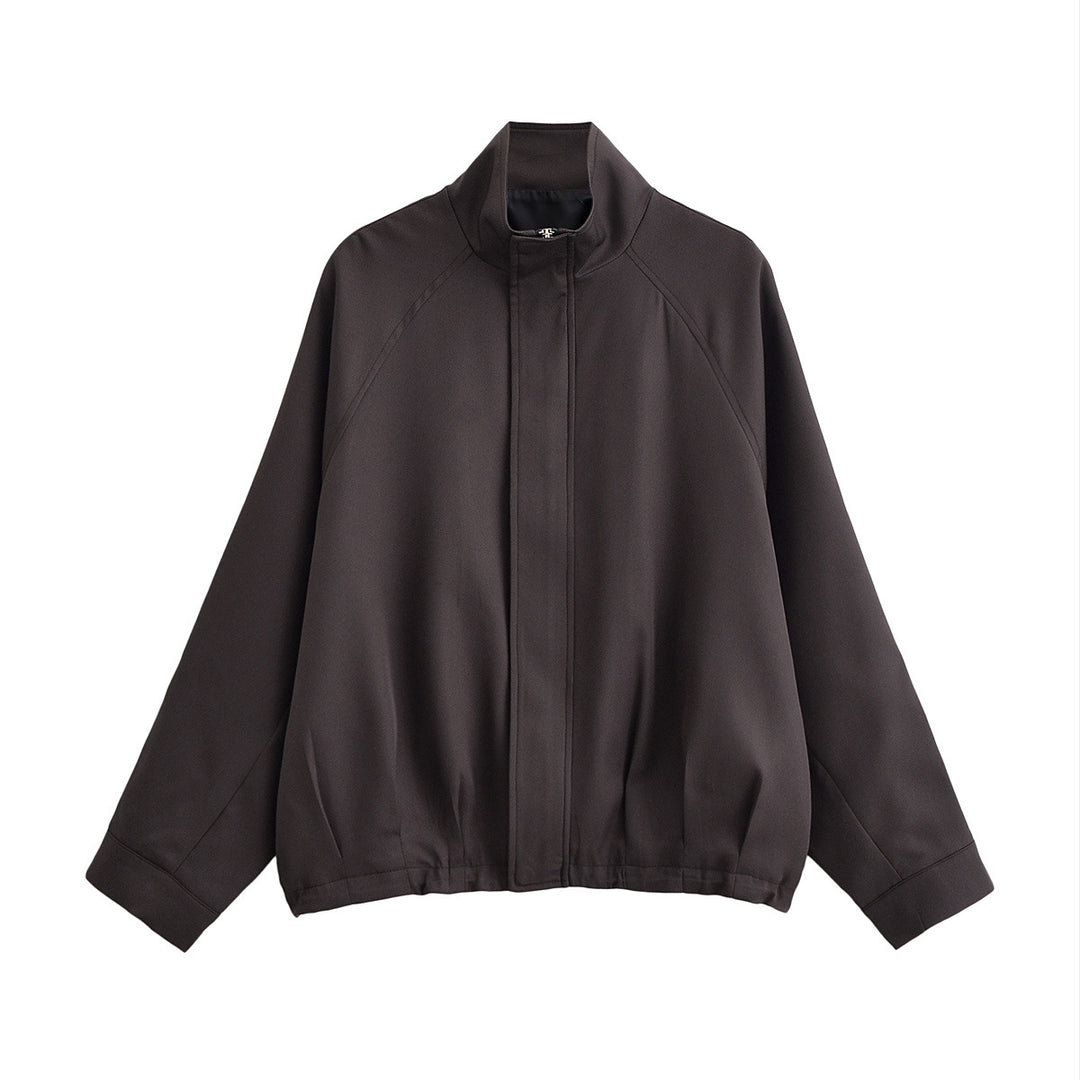 Damen Leichte Oversize-Bomberjacke mit Stehkragen, Raglanärmeln und elastischem Saum Drune