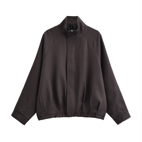 Damen Leichte Oversize-Bomberjacke mit Stehkragen, Raglanärmeln und elastischem Saum Drune