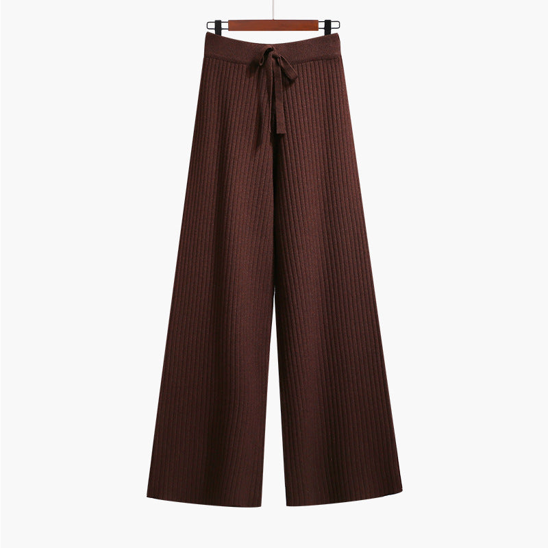 Damen Weit geschnittene Rippstrickhose mit Kordelzug Drune