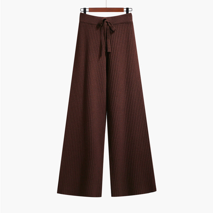 Damen Weit geschnittene Rippstrickhose mit Kordelzug Drune