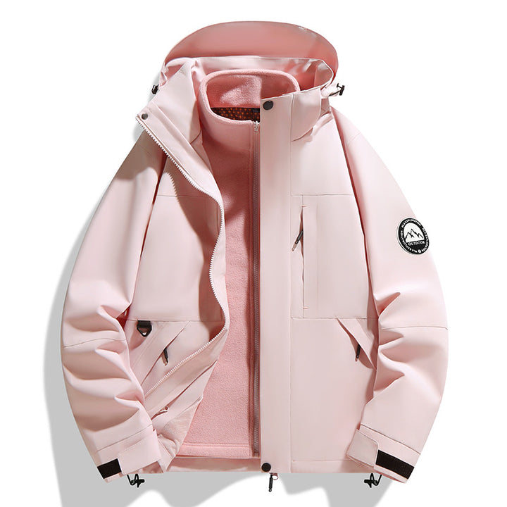 Damen zweilagige Softshell-Outdoorjacke mit herausnehmbarer Fleece-Innenjacke und Kapuze Drune