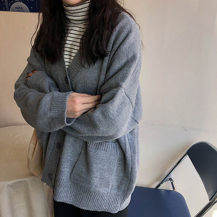 Damen bequemer Cardigan mit lässigem Schnitt und überschnittenen Schultern Drune