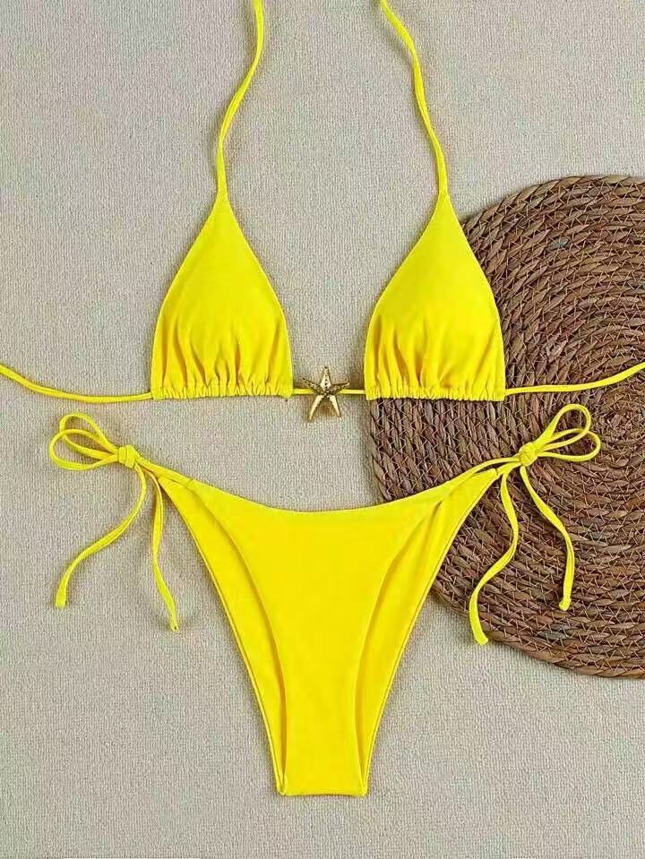 Damen Bikini-Set mit verstellbarem Triangel-Oberteil und hoher Taillenhose Drune