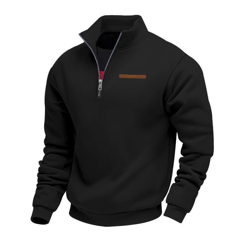 Herren nan Halbzip-Sweatshirt aus schwerem Fleece mit Stehkragen und verdeckter Brusttasche Drune