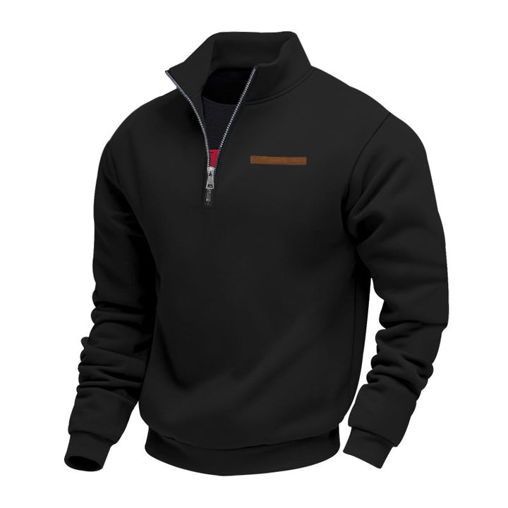 Herren nan Halbzip-Sweatshirt aus schwerem Fleece mit Stehkragen und verdeckter Brusttasche Drune