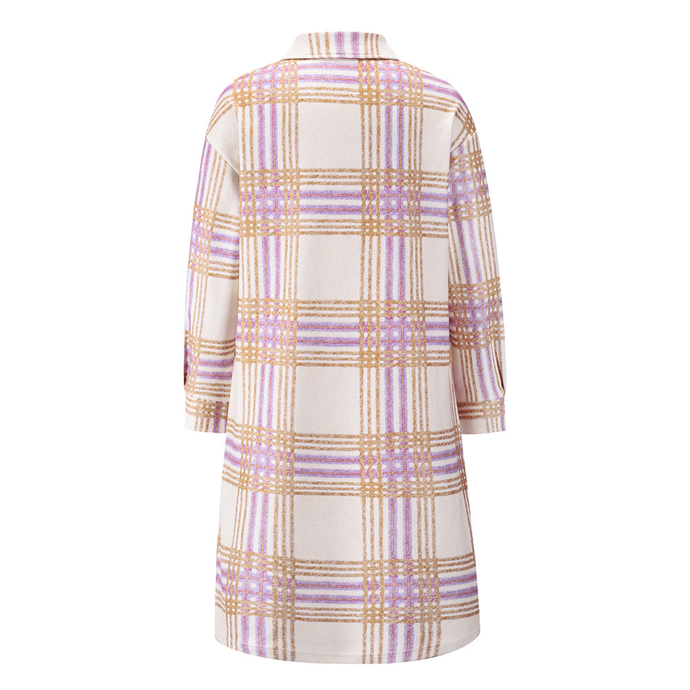 Drune | Karierte Tweed Lange Mantel