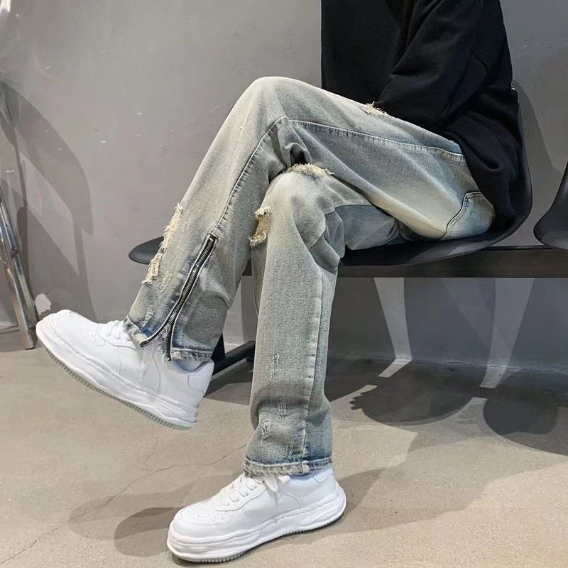 Herren Lässige Destroyed Jeans Drune