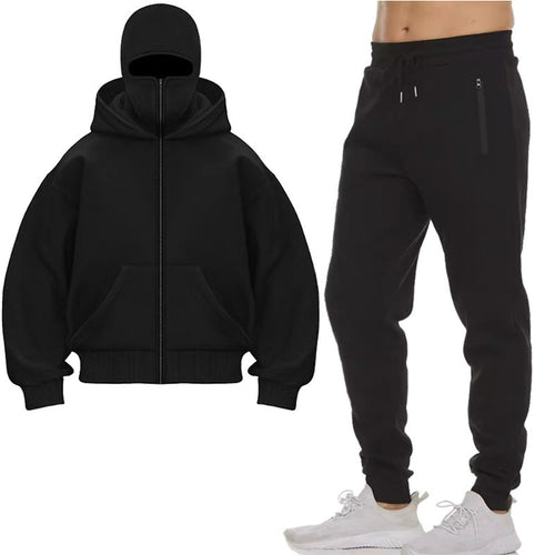 Herren Jogginganzug mit hochgeschlossener Kapuze und praktischen Reißverschlusstaschen Drune
