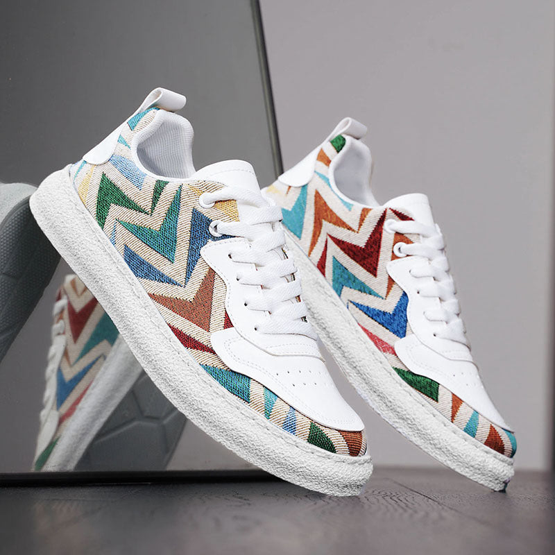 Damen Modische Sneakers mit buntem Zickzack-Muster und angenehmer Dämpfung Drune