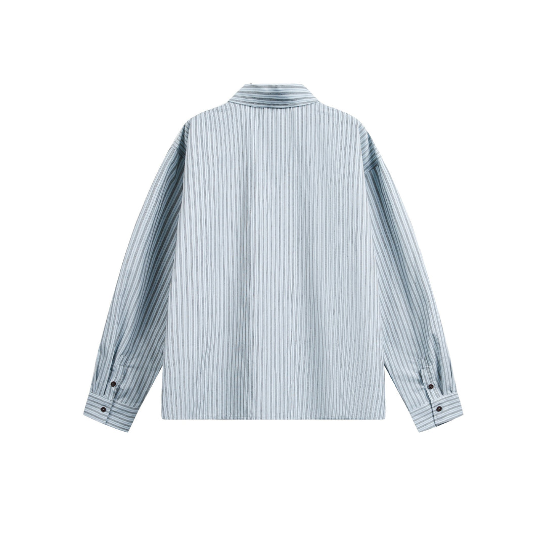 Herren Gestreiftes Overshirt mit Zwei‑Wege‑Reißverschluss und Brusttasche Drune