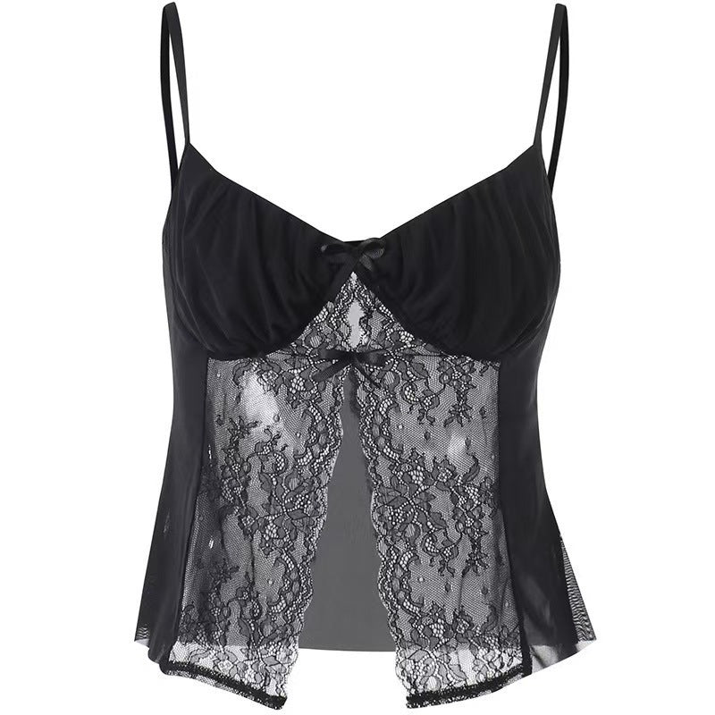 Damen Sexy Spitzen-Crop-Top mit raffinierten Trägern und aufregendem Design Drune