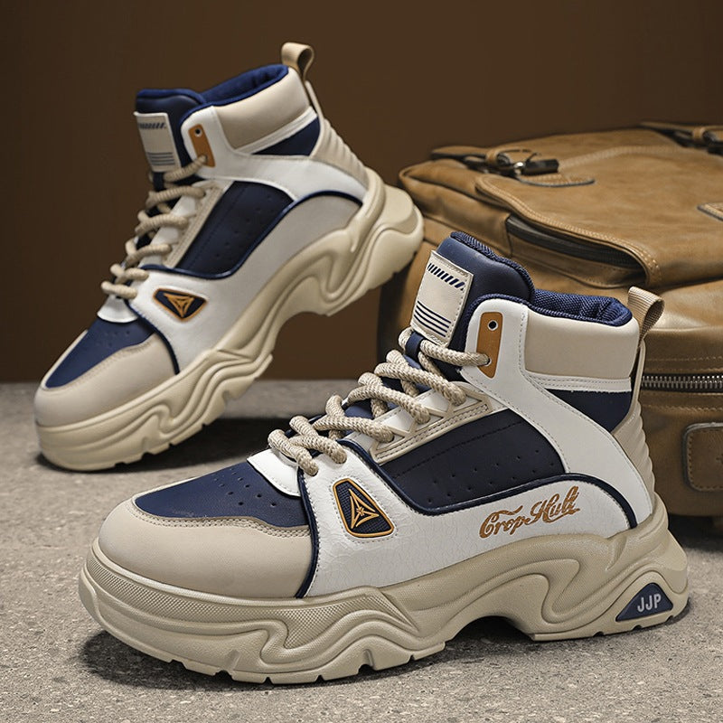 Herren High-Top City-Plateau-Sneaker mit skulpturierter Wellenlaufsohle, gepolstertem Knöchelkragen und griffiger Offroad-Traktion Drune