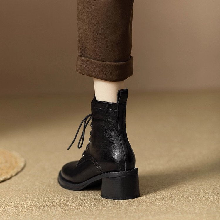 Damen Elegante Schnürstiefeletten mit Blockabsatz Drune