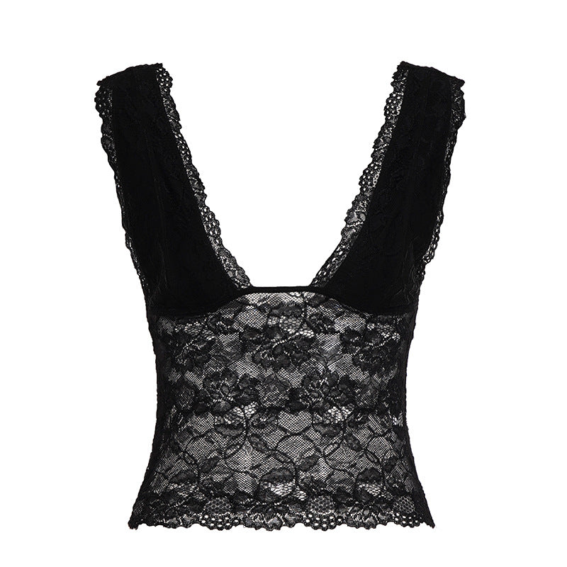 Damen Spitzen-Bustier mit tiefem V-Ausschnitt und eleganten Rüschendetails Drune