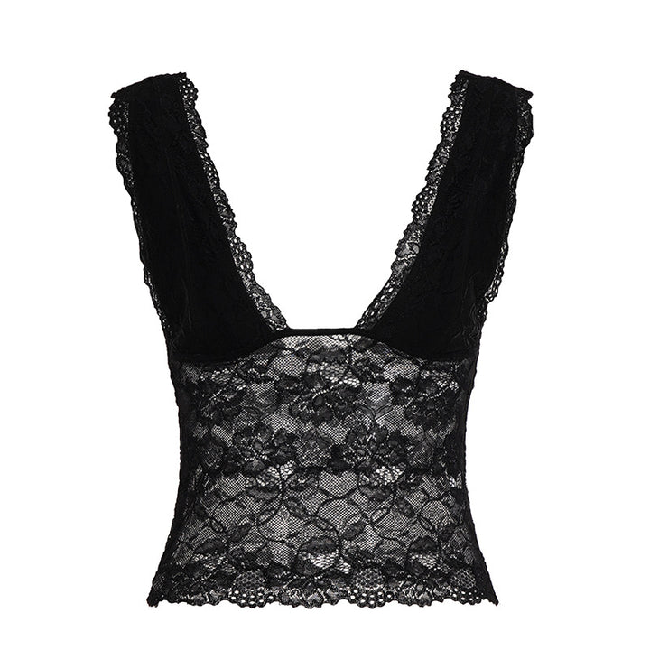 Damen Spitzen-Bustier mit tiefem V-Ausschnitt und eleganten Rüschendetails Drune