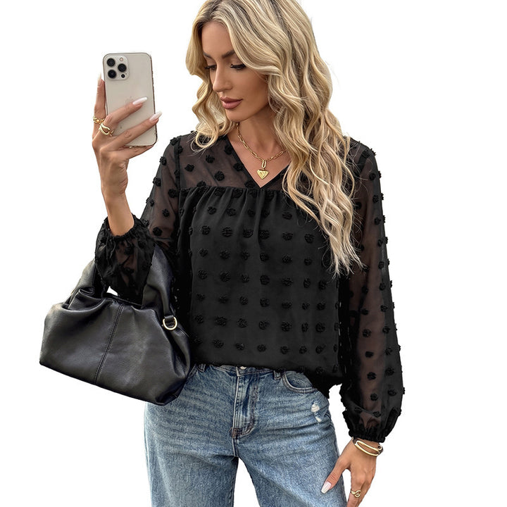 Damen Transparente Bluse mit Rüschendetails Drune