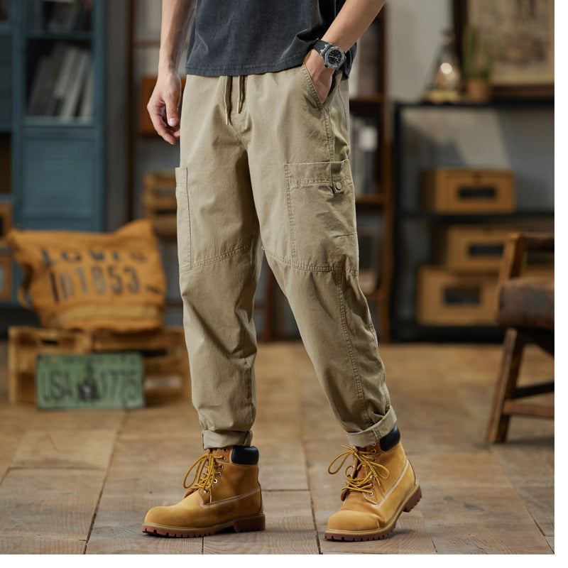 Herren Baumwoll-Twill Joggerhose im Tapered-Schnitt mit Tunnelzug und gekrempeltem Saum Drune