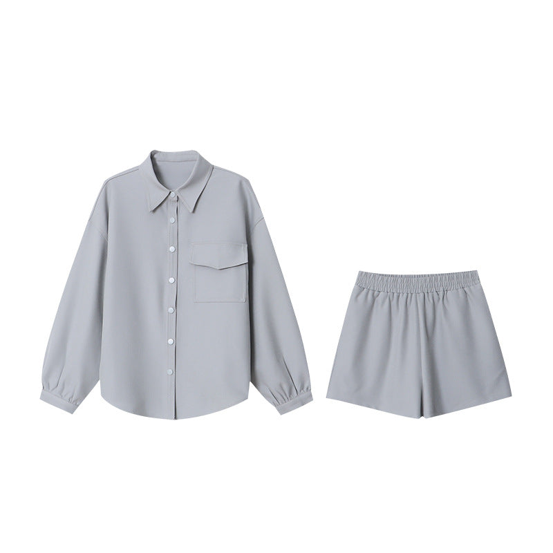 Damen Kurzarmbluse und Shorts-Set Drune