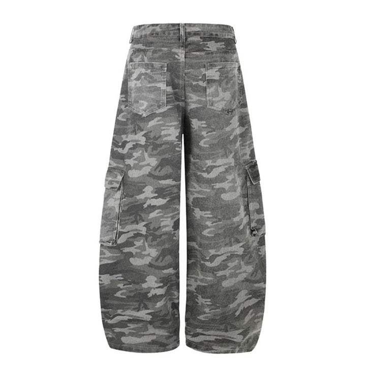Damen Weite Cargo-Hose im Camouflage-Look mit Applikationen und Multi-Taschen Drune