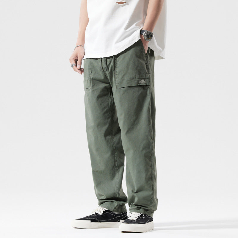 Herren Baggy-Cargo-Hose im Workwear-Look mit elastischem Kordelbund, aufgesetzten Klapptaschen und verstärkten Nähten Drune