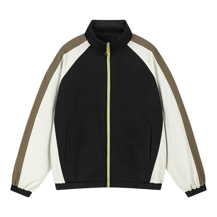 Herren Mehrfarbige Trackjacke mit Stehkragen, Raglanärmeln und durchgehendem Reißverschluss Drune
