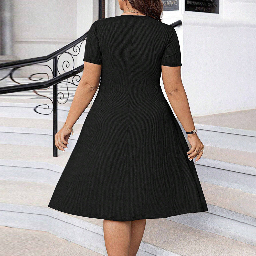 Damen elegant geschnittenes A-Linien Kleid mit geschmackvollem Quadrat-Ausschnitt und voluminösen Ärmeln Drune
