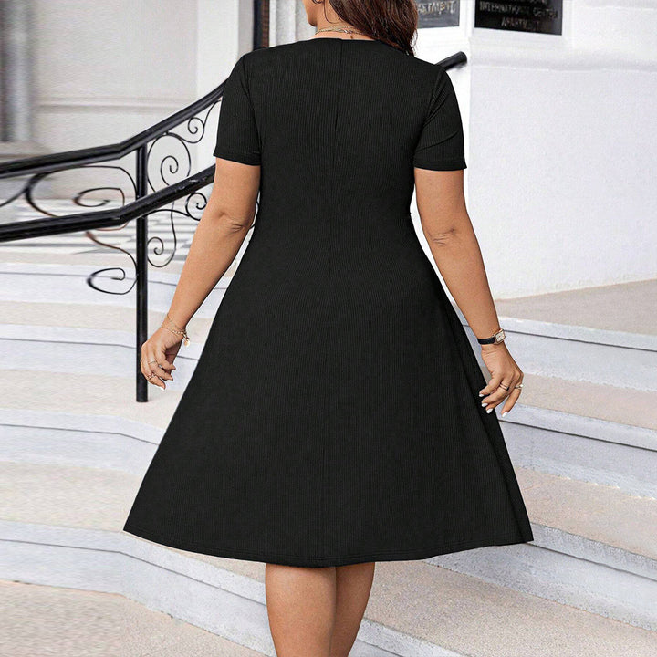 Damen elegant geschnittenes A-Linien Kleid mit geschmackvollem Quadrat-Ausschnitt und voluminösen Ärmeln Drune