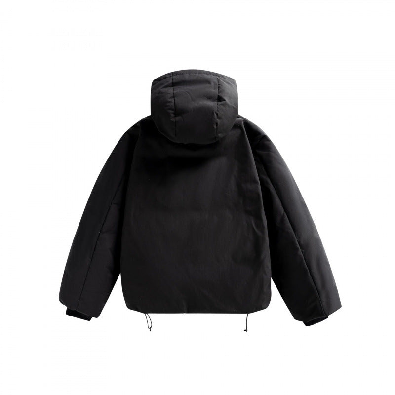 Unisex Kurze wattierte Kapuzen-Übergangsjacke im Boxy-Cut mit hohem Stehkragen Drune