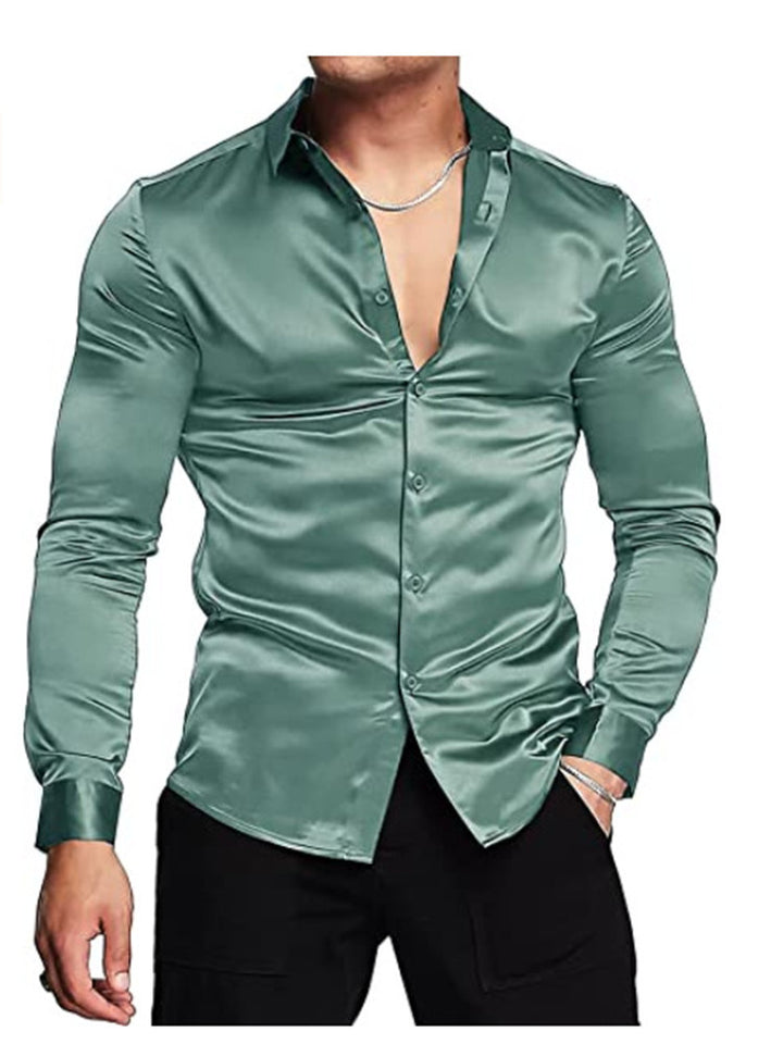 Herren Elegantes Hemd mit luxuriösem Satin-Finish und modernem Schnitt Drune