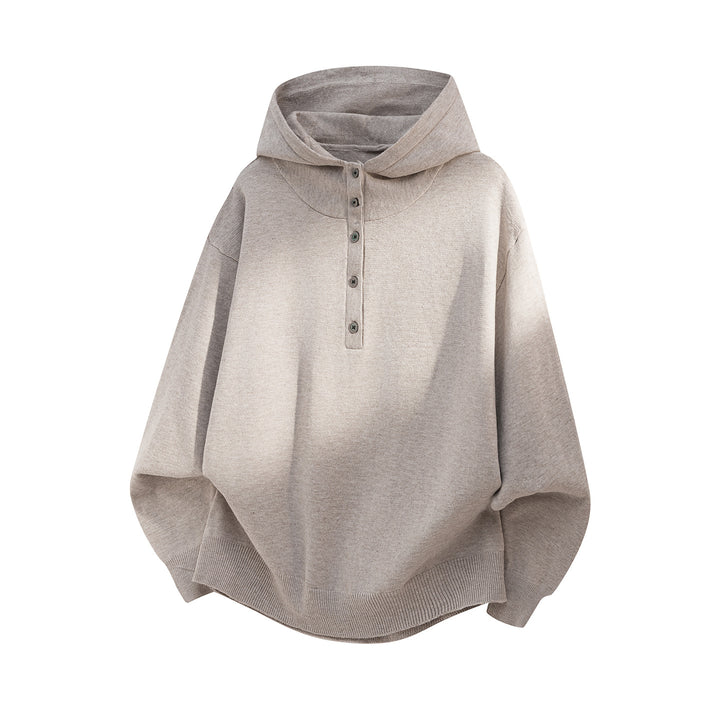 Unisex Oversize Kapuzenpullover mit Knopfleiste und weitem Funnelkragen Drune