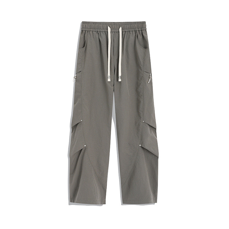 Herren Utility-Cargo-Loungehose mit Tunnelzugbund, Mehrfachtaschen & weitem Bein Drune