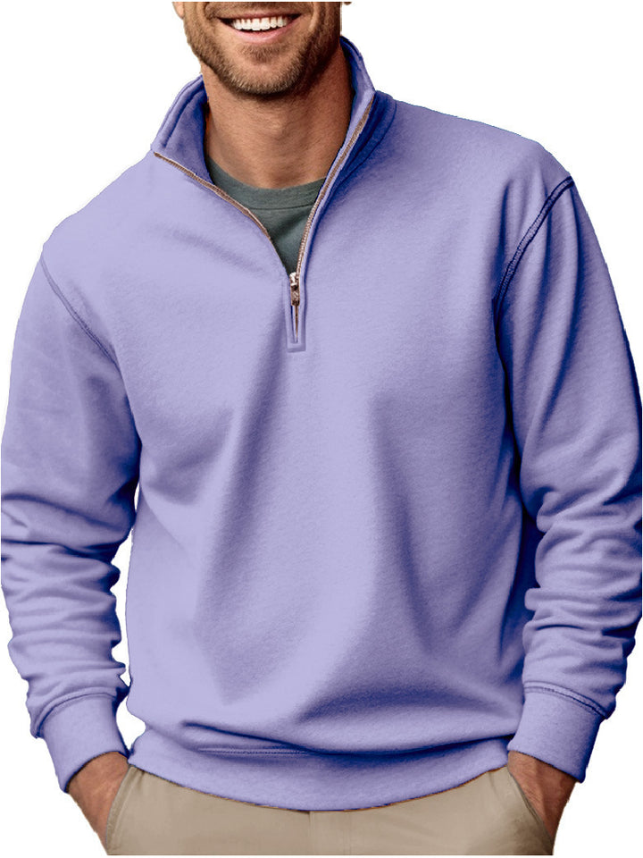 Herren nan Halbzip-Sweatshirt mit Stehkragen und weichem Fleece-Innenfutter Drune