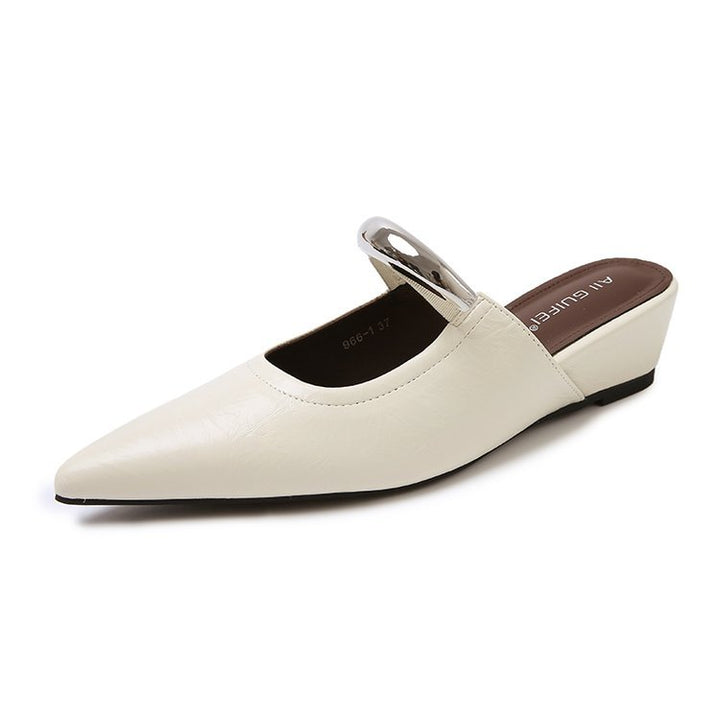 Damen elegante Slingback Mules mit spitzem Zehenbereich und dekorativem Ketten-Detail Drune