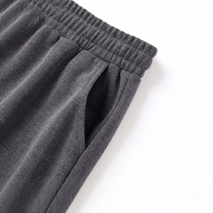 Herren Jogginghose mit Fischgrätmuster, elastischem Bund und Kordelzug Drune
