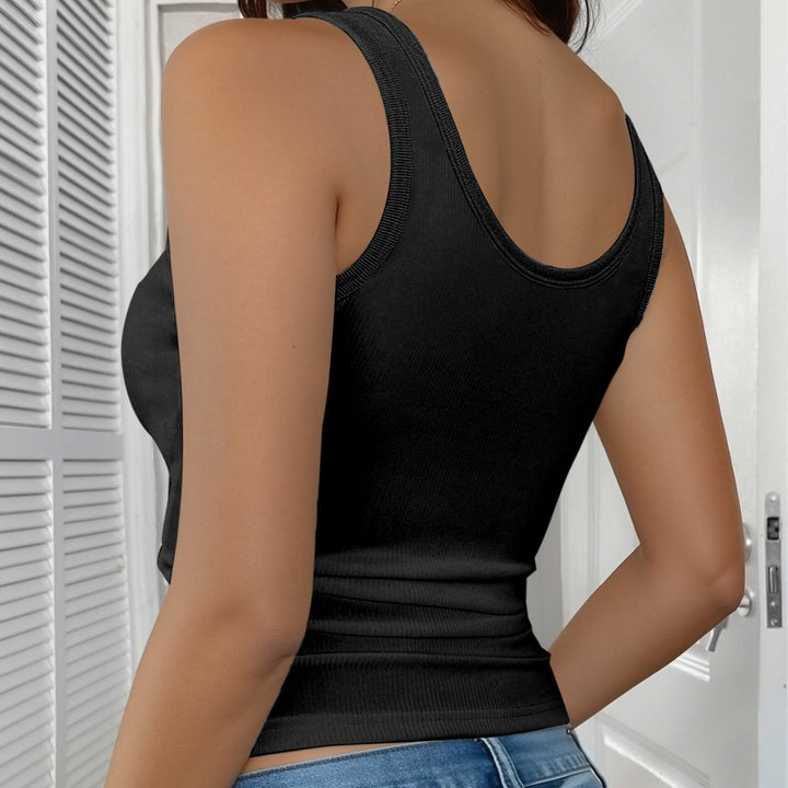 Damen Bequemes V-Ausschnitt Tanktop mit Rippstruktur Drune