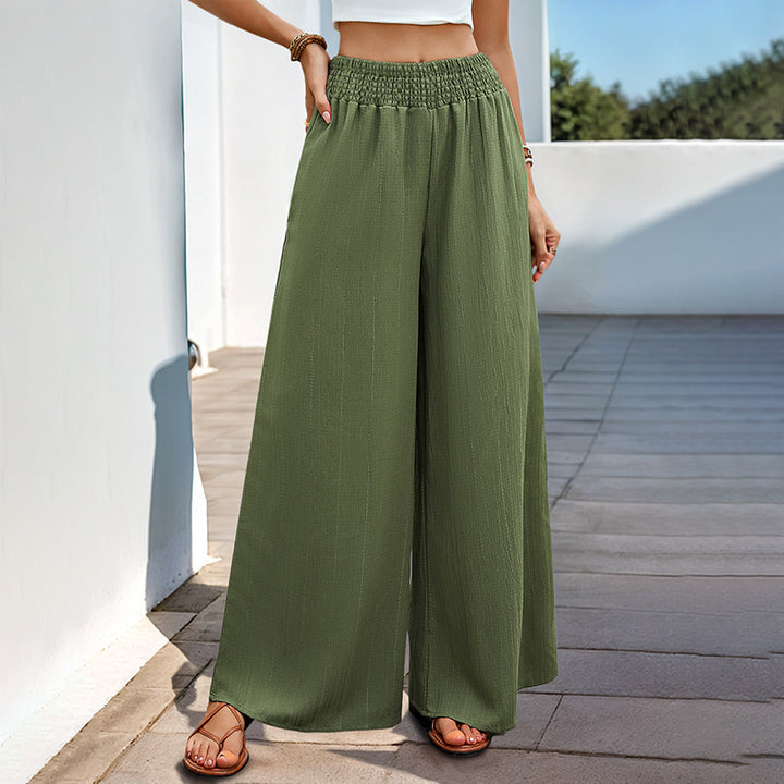 Damen Leichte Palazzo-Hose mit hohem Smokbund und fließender Weite Drune