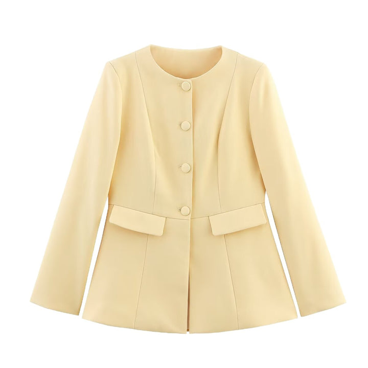 Damen elegante Blazerjacke mit dekorativen Knöpfen und Schnittführung Drune