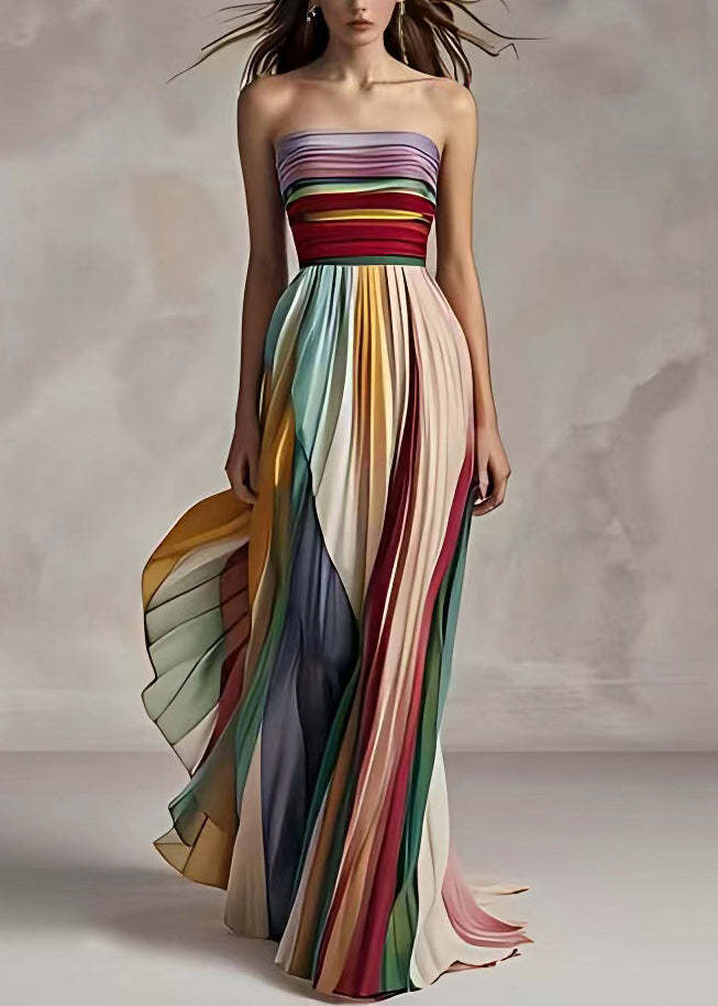 Damen Maxikleid mit schwingenden Falten und elegantem Bandeau-Ausschnitt Drune
