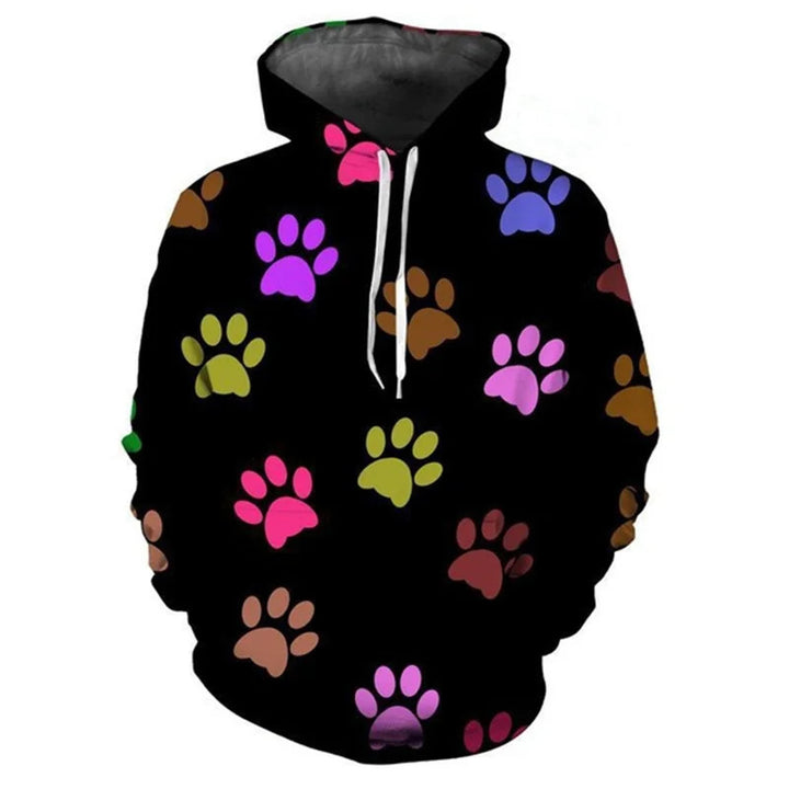 Damen Lustiger Kapuzenpullover mit Pfotenmotiv Drune