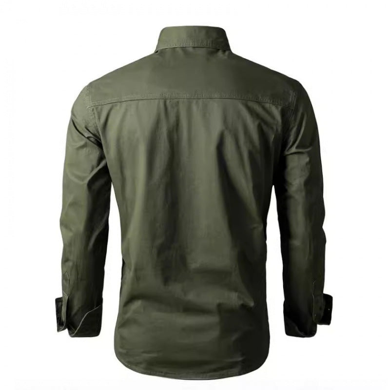 Herren Langarm-Arbeitshemd mit Doppel-Brusttaschen und robustem Twill Drune