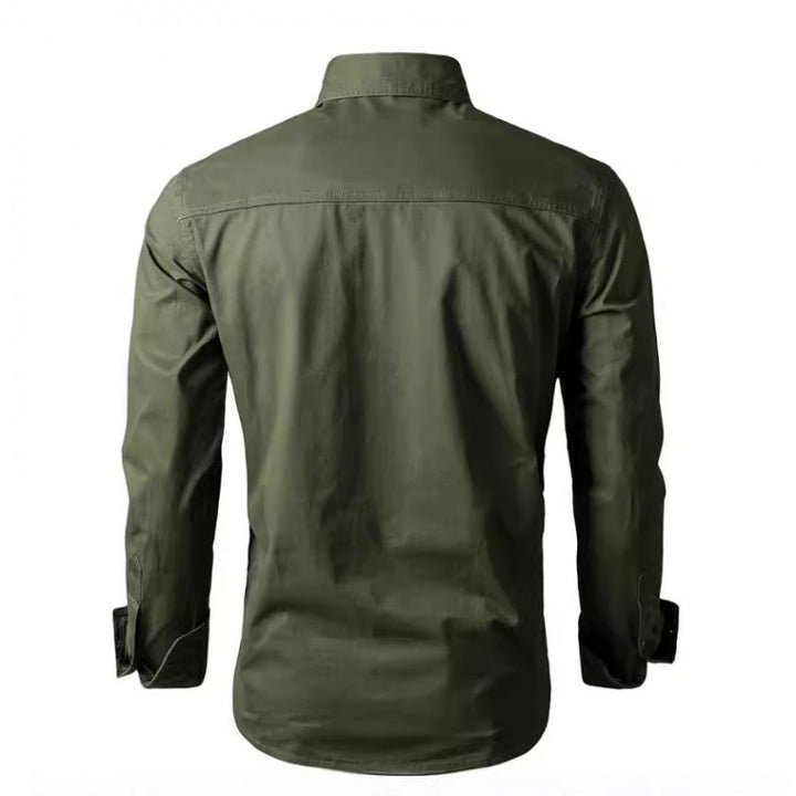 Herren Langarm-Arbeitshemd mit Doppel-Brusttaschen und robustem Twill Drune