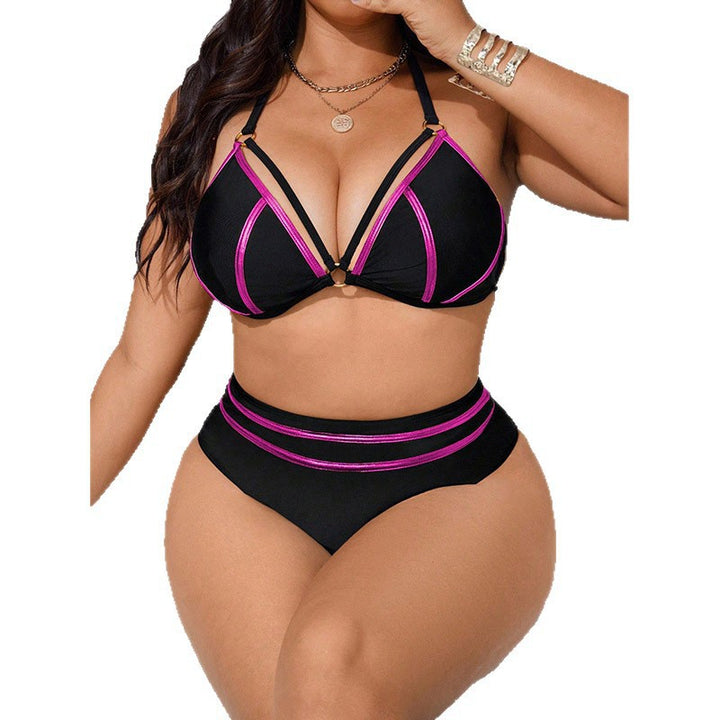 Damen Hochtaillierter Triangel-Bikini mit verstellbaren Trägern und goldenen Akzenten Drune