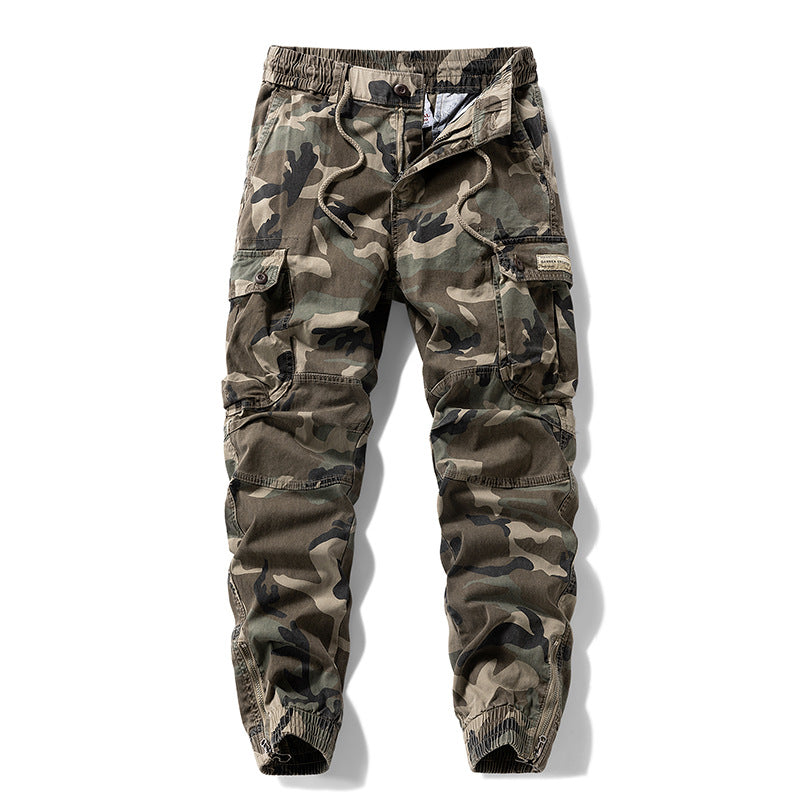 Herren Taktische Cargo‑Jogginghose im Camouflage‑Military‑Look mit Tunnelzugbund, Knieabnähern und Multifachtaschen Drune