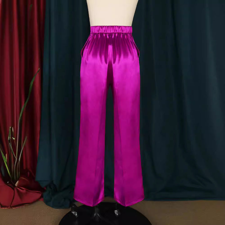 Damen elegante weite Satin-Hose Drune