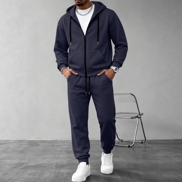 Herren nan zweiteiliges Jogginganzug-Set mit durchgehendem Reißverschluss Kapuzenjacke und taillierter Jogginghose Drune