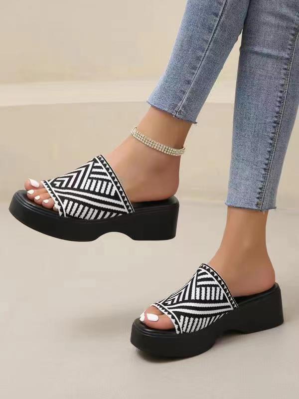 Damen Wedge-Pantoletten mit breitem Riemen und komfortabler Sohle Drune