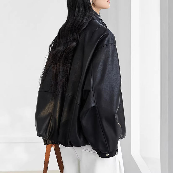 Damen Modische Blousonjacke mit hohem Kragen Drune