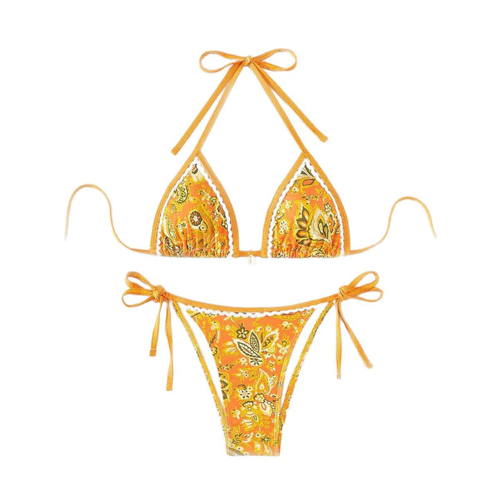Damen Triangel-Bikini-Set mit verstellbaren Bindebändern und floralem Design Drune